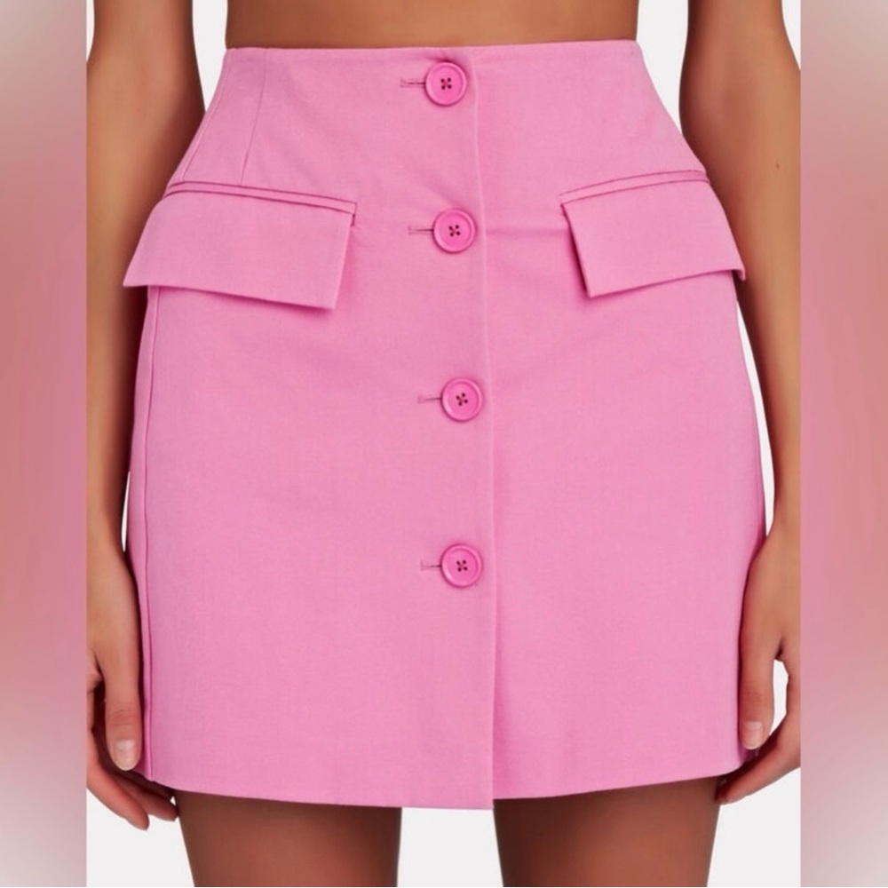 Derek Lam Pink Button-Front Mini Skirt